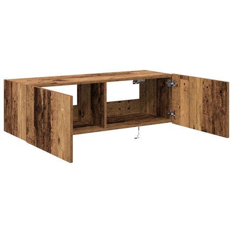 Tv Wall Cabinet With Led Lights Old Wood 100X35X31 Cm