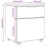 Mobile File Cabinet With Wheels Black Oak 45X38X54 Cm