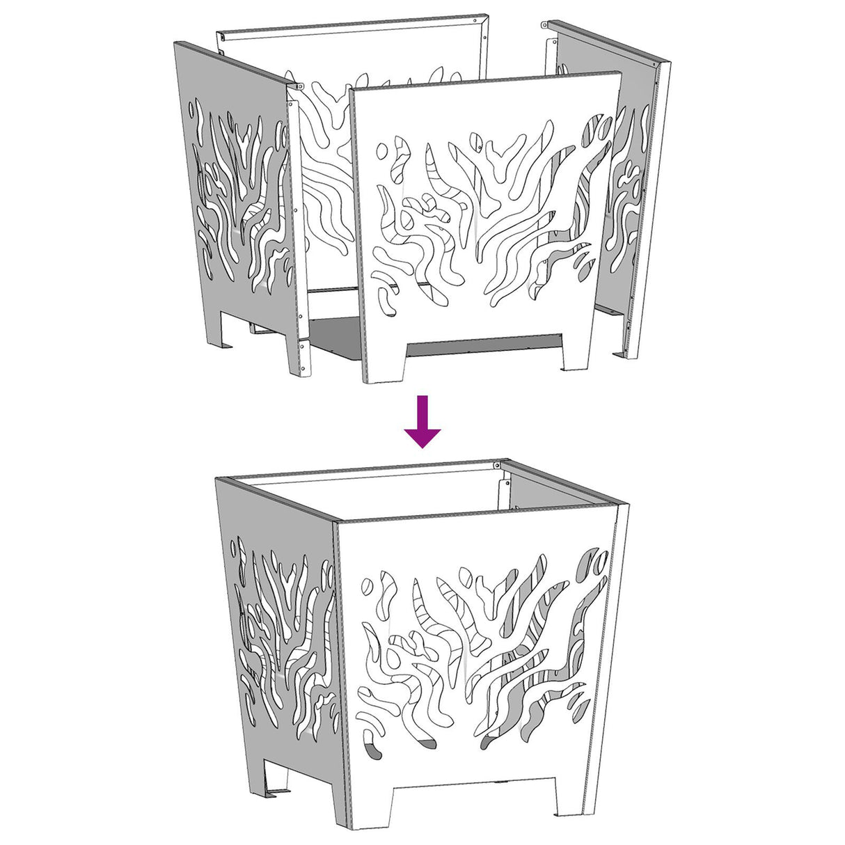 Fire Pit Square Black Steel