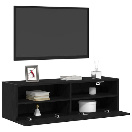 Tv Wall Cabinet Black Oak 100X30X30 Cm Engineered Wood