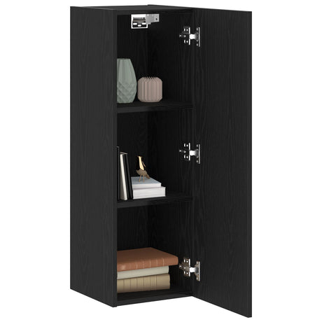 Wall-Mounted Tv Cabinets - 2 Pcs Black Oak, 30.5X30X90 Cm, Made From Engineered Wood