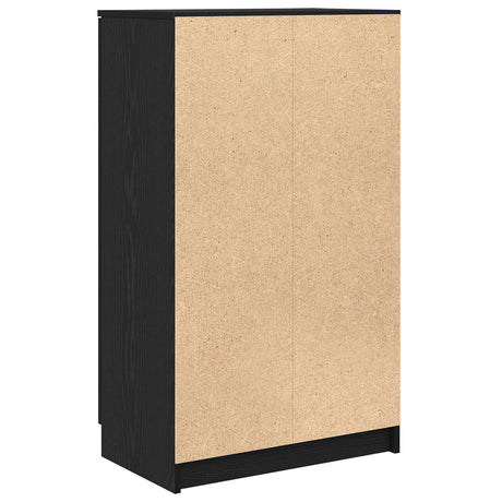 Shoe Cabinet In Black Oak - 59 X 35 X 100 Cm - Made From Engineered Wood