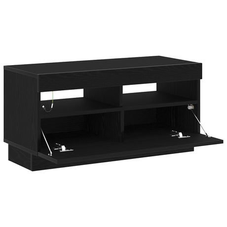 Tv Stand With Led Lights - Black Oak, 100X35X40 Cm, Made Of Engineered Wood