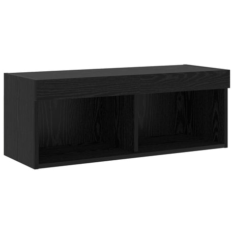 8 Piece Tv Wall Units With Led Black Oak Engineered Wood