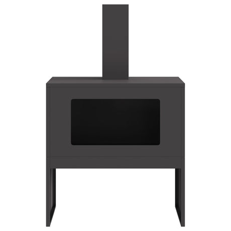 Fire Pit With Chimney Black Steel