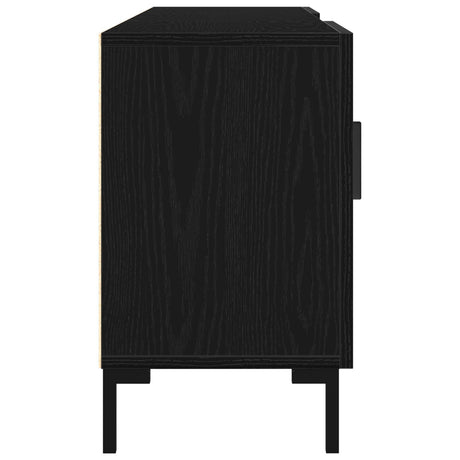 Tv Cabinet Black Oak 150X30X50 Cm Engineered Wood