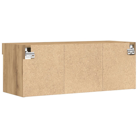 Tv Wall Cabinets With Led Lights 2 Pcs Artisan Oak 80X30X30 Cm