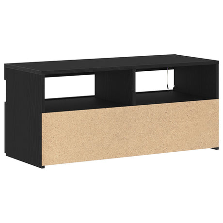 Tv Stand With Led Lights - Black Oak, 90X35X40 Cm, Made Of Engineered Wood