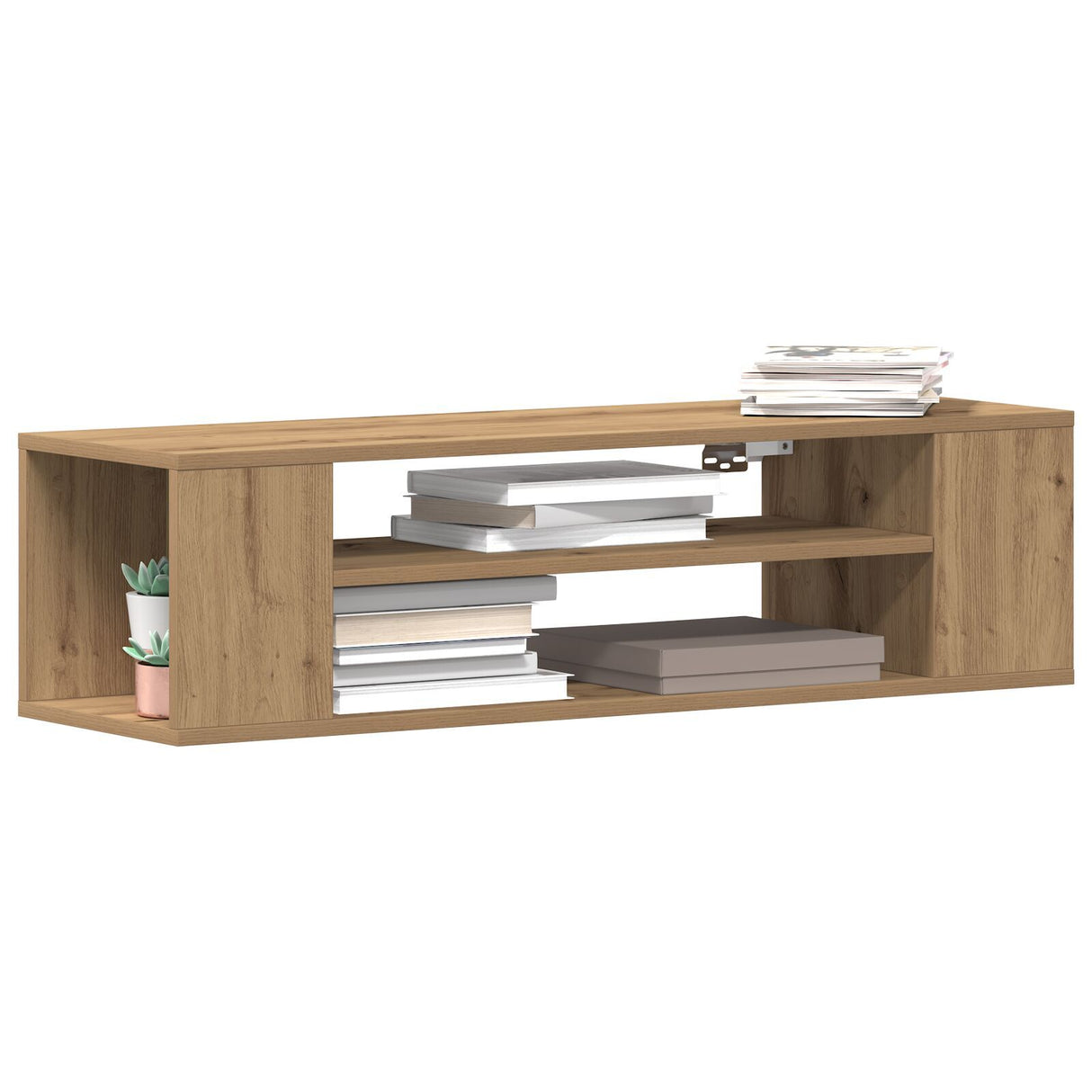 Wall Mounted Tv Cabinet In Artisan Oak - 100X30X26.5 Cm, Made From Engineered Wood