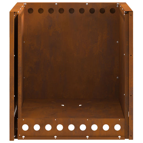 Smokeless Fire Pit Square 48X48X50 Cm Weathering Steel