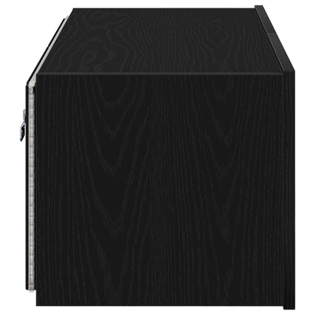 Tv Wall Cabinet With Led Lights Black Oak 80X35X31 Cm