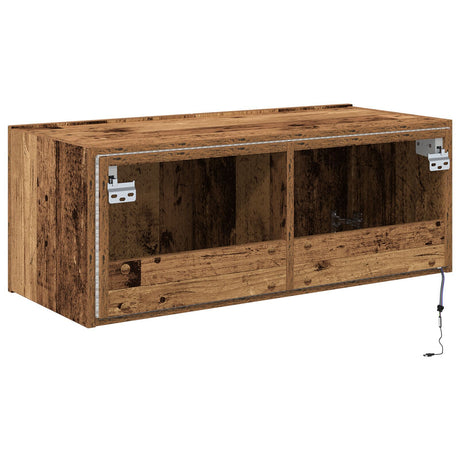 Tv Wall Cabinet With Led Lights Old Wood 80X35X31 Cm