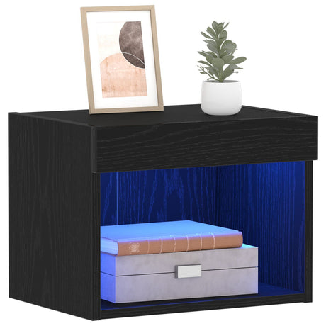 Wall Cabinet With Led Lights Black Oak 40X30X30 Cm