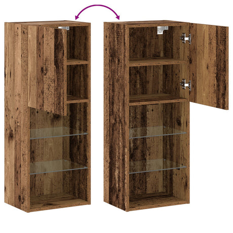 Tv Cabinet With Led Lights Old Wood 40,5X30X102 Cm