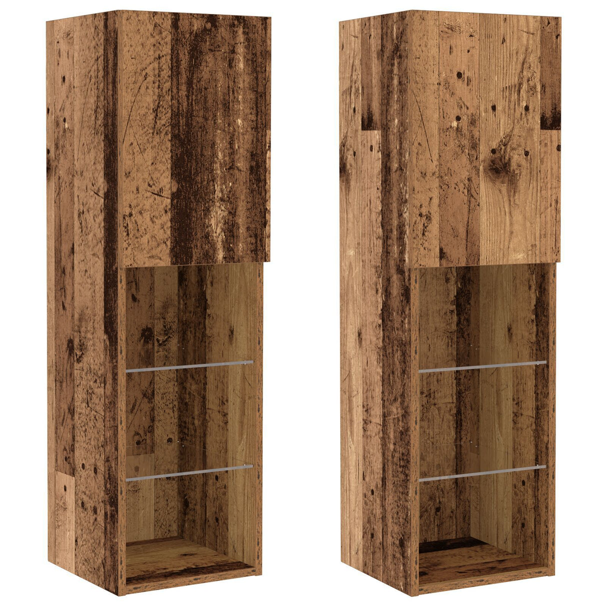 8 Piece Tv Wall Units With Led Old Wood Engineered Wood