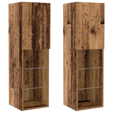 8 Piece Tv Wall Units With Led Old Wood Engineered Wood