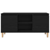 Tv Cabinet With Wooden Leg Black Oak 102X35X50 Cm