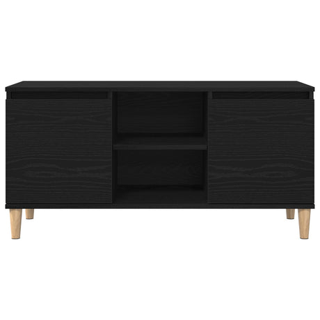 Tv Cabinet With Wooden Leg Black Oak 102X35X50 Cm