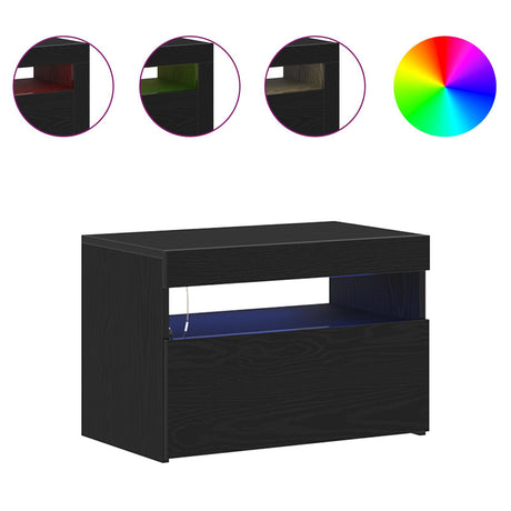 Tv Cabinets With Led Lights 2 Pcs Black Oak 60X35X40 Cm Engineered Wood