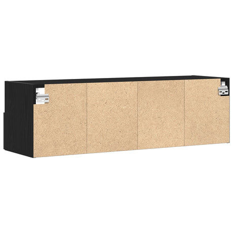 Tv Wall Cabinets 2 Pcs Black Oak 100X30X30 Cm Engineered Wood