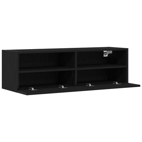 Tv Wall Cabinets 2 Pcs Black Oak 100X30X30 Cm Engineered Wood