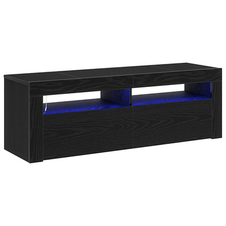 Tv Cabinet With Led Black Oak 120X35X40 Cm Engineered Wood