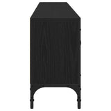 Tv Cabinet With Drawer Black Oak 200X25X44 Cm Engineered Wood