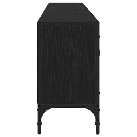 Tv Cabinet With Drawer Black Oak 200X25X44 Cm Engineered Wood