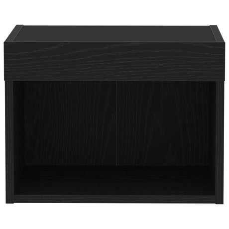 Wall Cabinet With Led Lights Black Oak 40X30X30 Cm