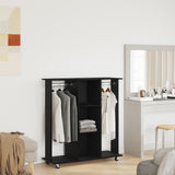 Wardrobe With Wheels Black Oak 102X38X110 Cm Engineered Wood