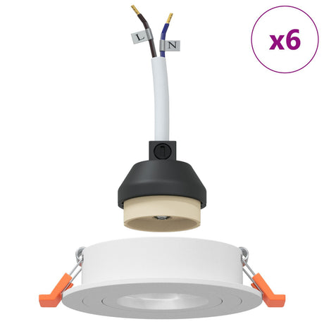 Recessed Spotlights 6 Pcs Round Gu10 White Ø91 Mm