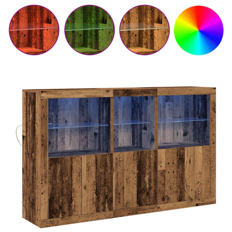 Sideboard With Led Lights Old Wood 162X37X100 Cm Engineered Wood