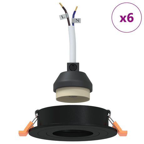 Recessed Spotlights 6 Pcs Round Gu10 Black Ø91 Mm