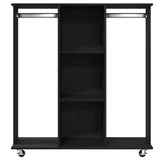 Wardrobe With Wheels Black Oak 102X38X110 Cm Engineered Wood