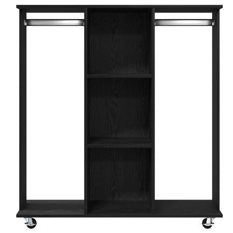 Wardrobe With Wheels Black Oak 102X38X110 Cm Engineered Wood