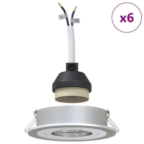 Recessed Spotlights 6 Pcs Round Gu10 Silver Ø91 Mm