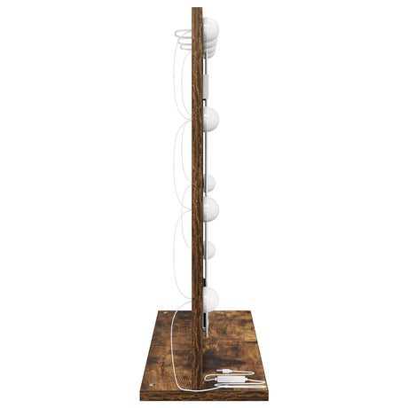 Vanity Mirror With Led Lights Smoked Oak 60X55X18 Cm