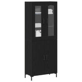 Sideboard With Wall Cabinet Black Oak Engineered Wood