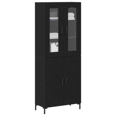 Sideboard With Wall Cabinet Black Oak Engineered Wood