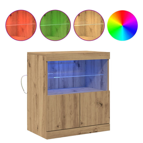 Sideboard With Led Lights Artisan Oak 60X37X67 Cm