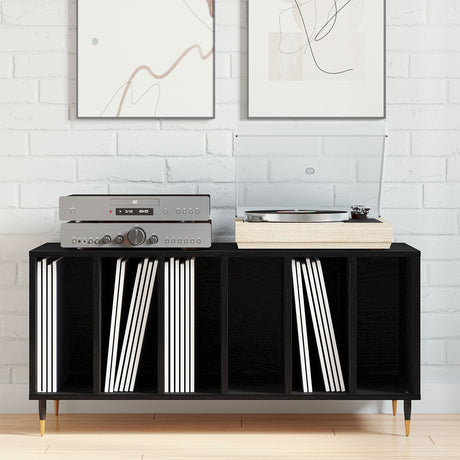 Record Cabinet Black Oak 100X38X48 Cm Engineered Wood