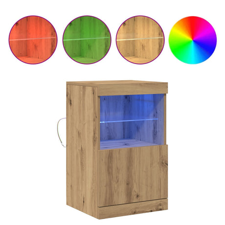 Sideboard With Led Lights Artisan Oak 41X37X67 Cm