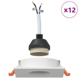 Recessed Spotlights 12 Pcs Square Gu10 White 91X91 Mm