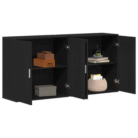 Sideboards 2 Pcs Black Oak 79X38X80 Cm Engineered Wood