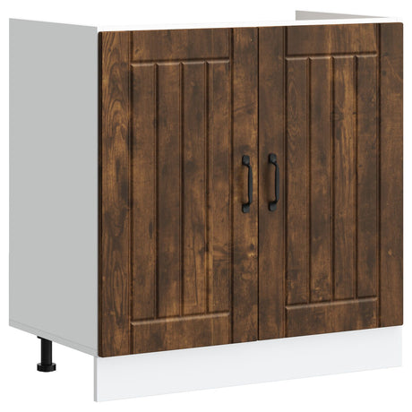 Lucca Kitchen Cabinet With Double Basins In Smoked Oak Engineered Wood