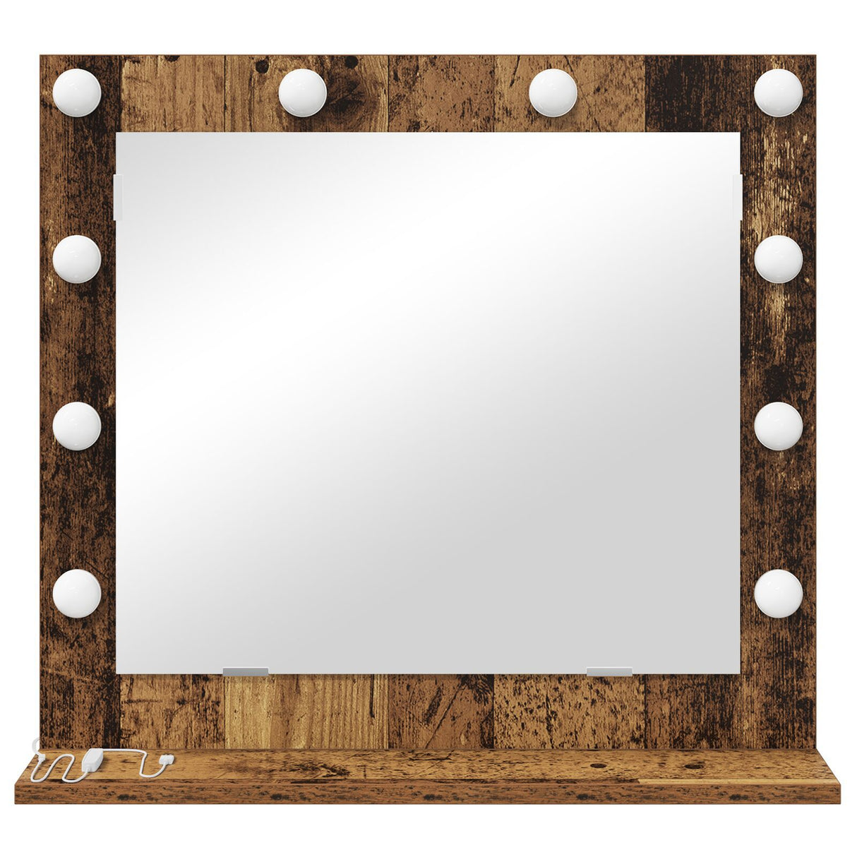 Vanity Mirror With Led Lights Old Wood 60X55X18 Cm