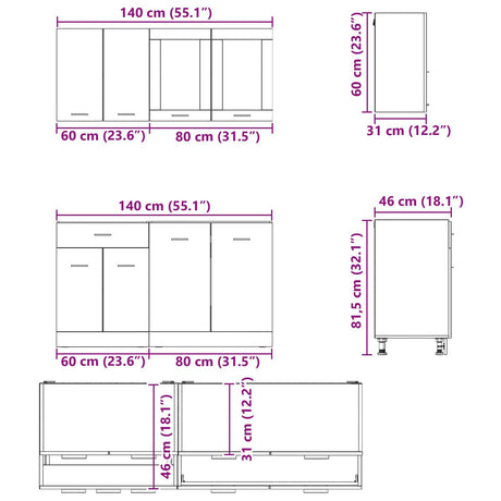 4 Piece Kitchen Cabinet Set Grey Sonoma Engineered Wood