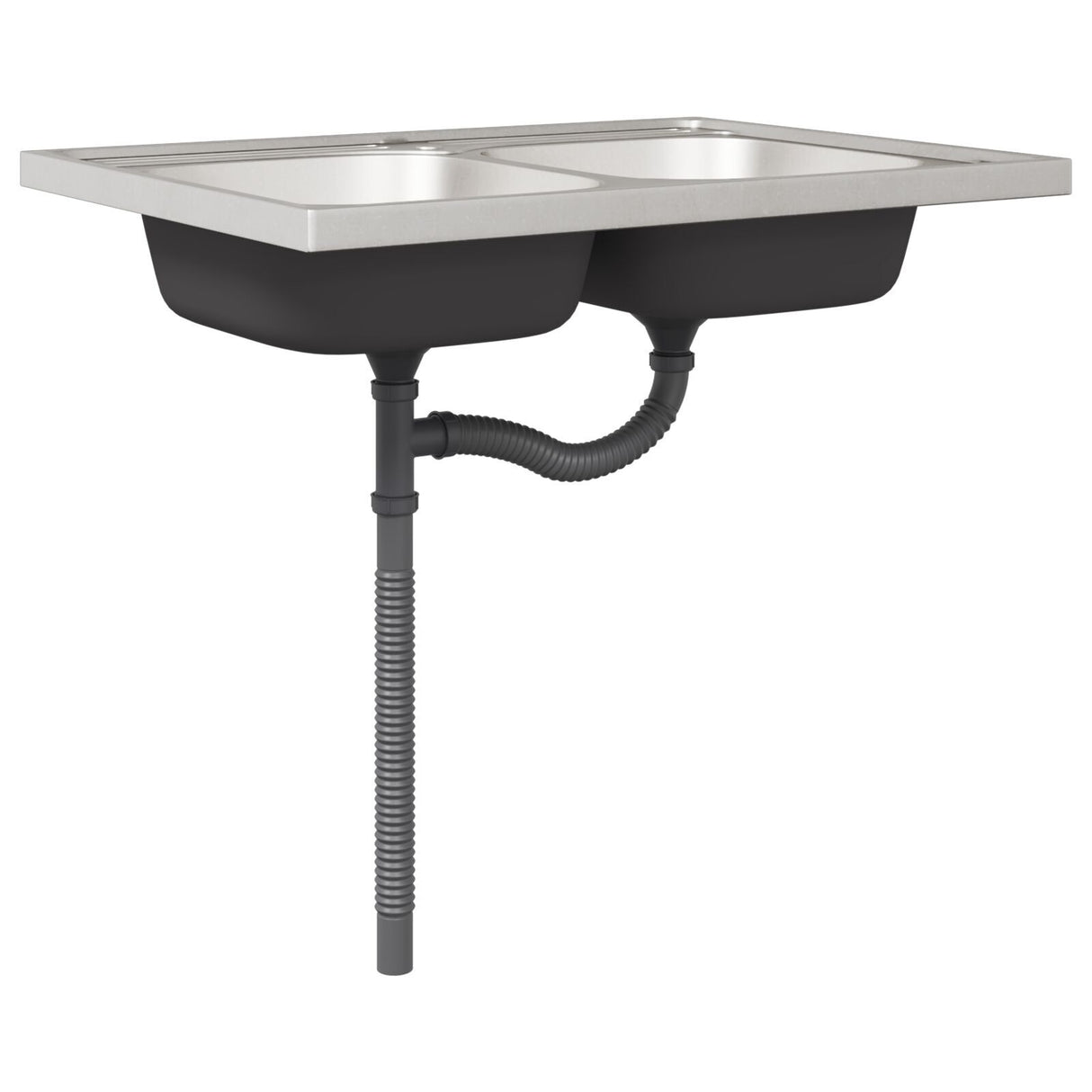 Sink Base Cabinet &quot;Porto&quot; With Sink Concrete Grey 80X46X84,5 Cm Engineered Wood