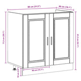 Sink Base Cabinet &quot;Porto&quot; With Sink Smoked Oak 80X46X84,5 Cm Engineered Wood