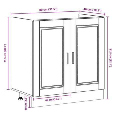 Sink Base Cabinet &quot;Porto&quot; With Sink Smoked Oak 80X46X84,5 Cm Engineered Wood